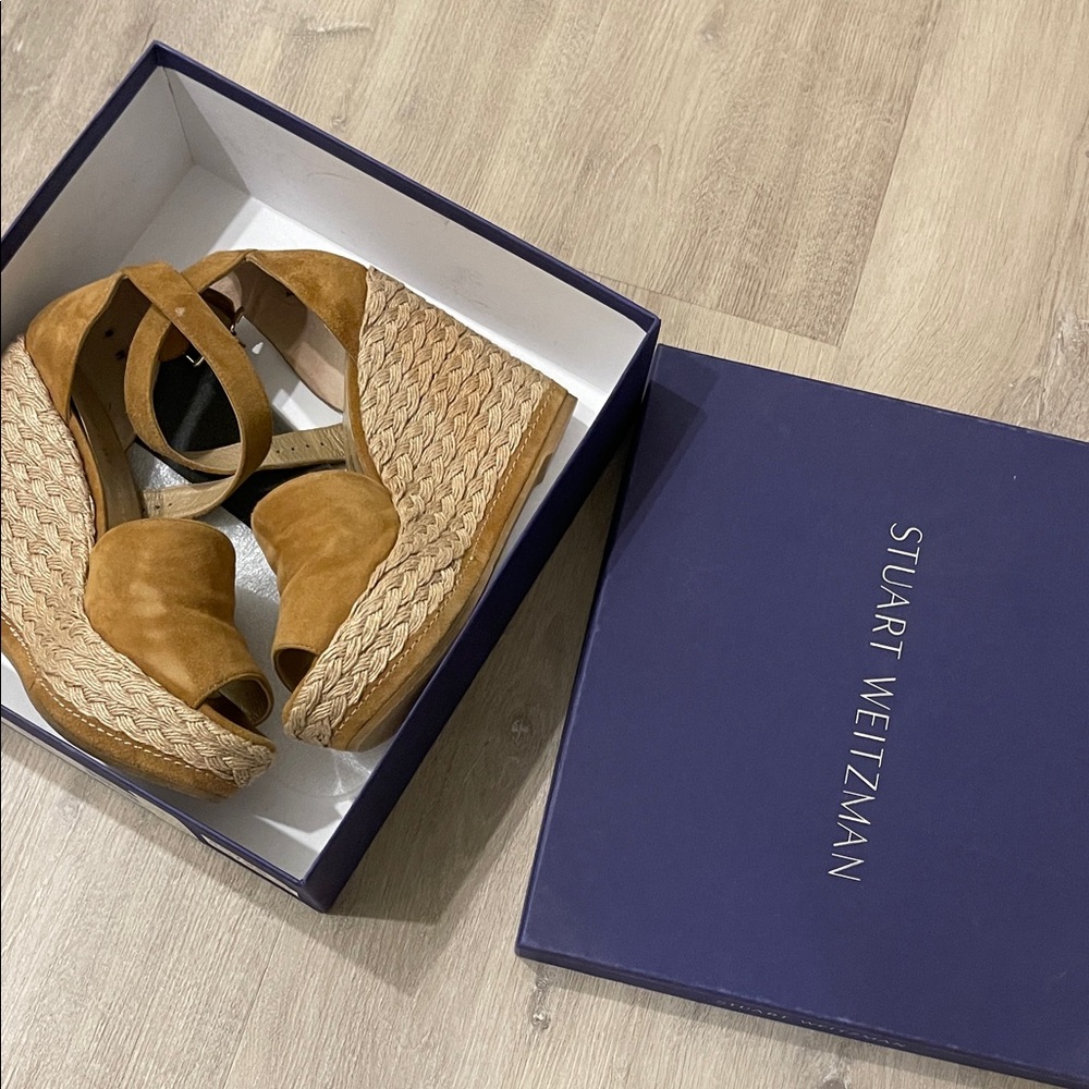 Stuart Weitzman Brown Wedge Sandals